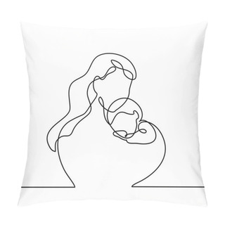 Personality  Simple Line Art Of A Mother Holding Her Baby Pillow Covers