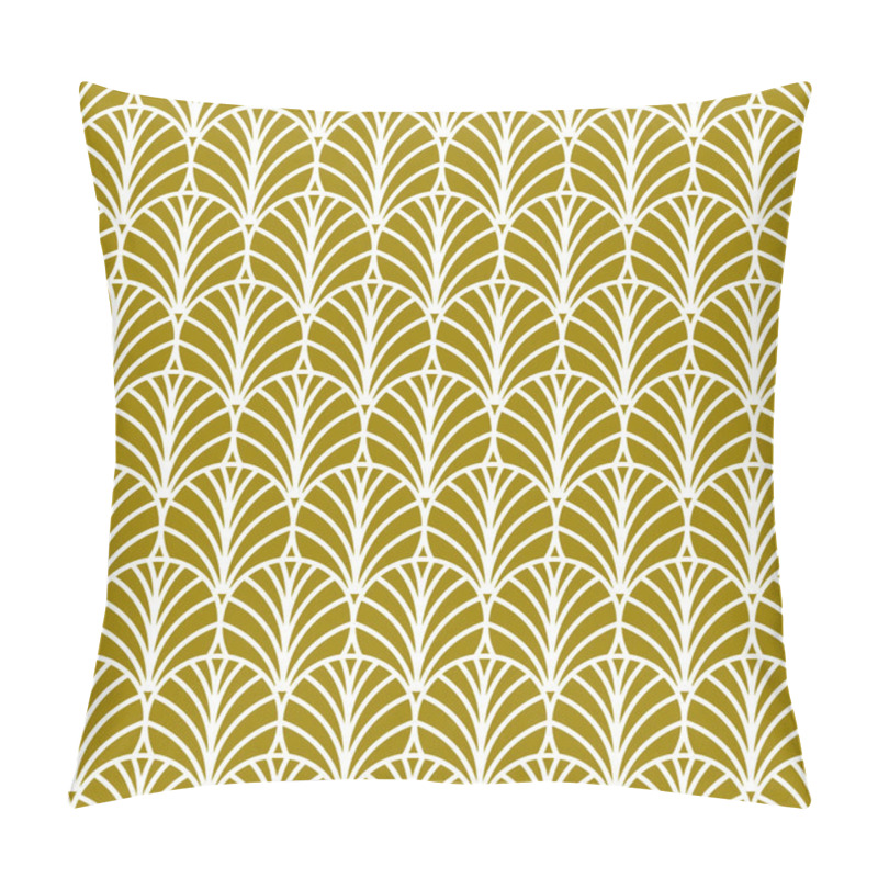 Personality  Golden Fan Art Deco Pattern, Abstract Seamless Art Nouveau Pattern With Fans, Retro Background Pillow Covers