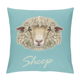 Personality  Farm Sheep Portrait. Pillow Covers