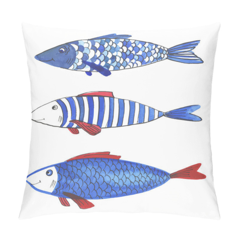 Personality  Watercolor funny fishes pillow covers