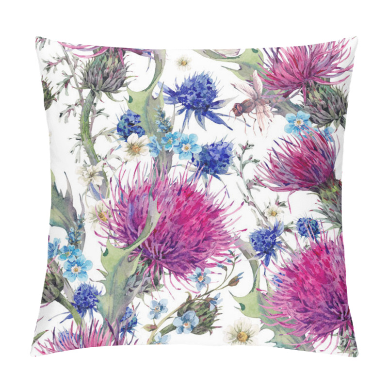 Personality  Summer watercolor seamless floral pattern with wild flowers pillow covers