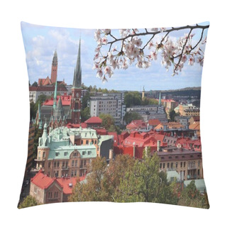 Personality  Spring In Gothenburg City In Sweden. Gothenburg Cityscape With Olivedal District. Cherry Blossoms Spring Time. Pillow Covers