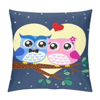 Personality  Owls Couple In Love At Tree Pillow Covers