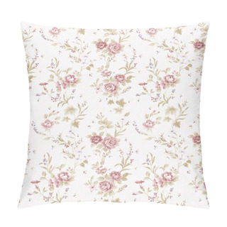 Personality  Rose Bouquet Design Seamless Pattern With White Background Pillow Covers