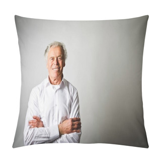 Personality  Old Man In White Is Smiling. Pillow Covers