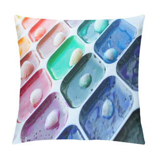 Personality  Watercolor Palette With Sea Shells Pillow Covers