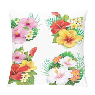 Personality  Arrangement From Hibiscus Flowers Pillow Covers