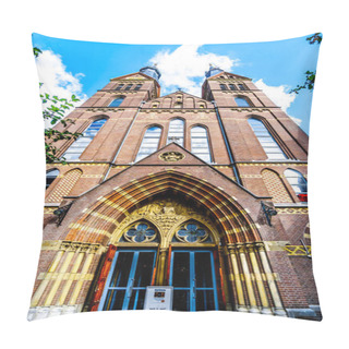 Personality  Amsterdam, Noord Holland/the Netherlands - Oct. 3 2018: The Two Tower Front Of The Posthoorn Church Basilica On The Haarlemmerstraat, Near The Prinsengracht Canal, In The Center Of Amsterdam Pillow Covers