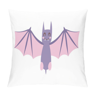 Personality  Cartoon Bat Vector Illustration. Pillow Covers