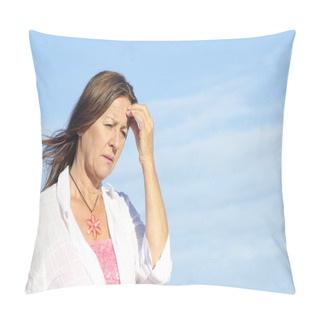 Personality  Thoughtful Worried Senior Woman Isolated Pillow Covers