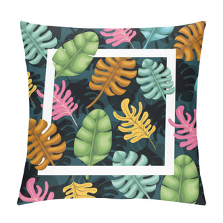 Personality  Natural Leafs With Square Frame Pattern Background Pillow Covers