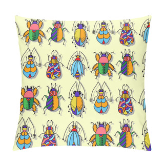 Personality  Bugs Insects Colorful Cute Semless Vector Pattern Pillow Covers