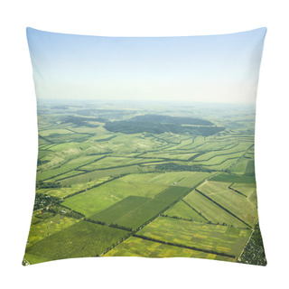 Personality  Aerial View Of A Green Rural Area Under Blue Sky Pillow Covers