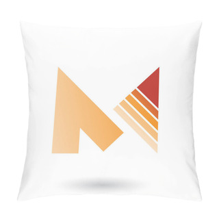 Personality  Orange Letter M With A Diagonally Striped Triangle Illustration Pillow Covers