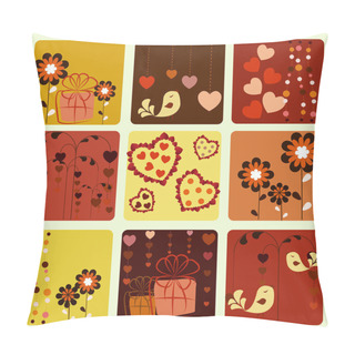 Personality  Nine Beautiful Icons With Birds Hearts Gifts And A Flowers Pillow Covers