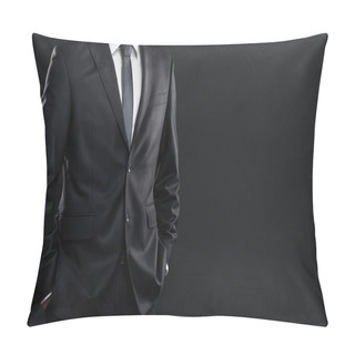 Personality  Businessman Over Gray Background Pillow Covers