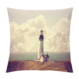 Personality  Lighthouse With Flock Of Birds Pillow Covers