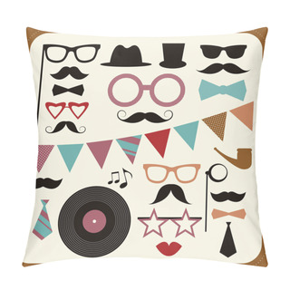 Personality  Set Of Retro Party Elements. Pillow Covers