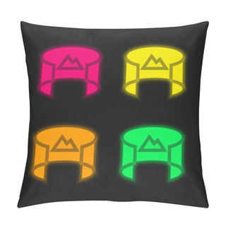 Personality  360 View Four Color Glowing Neon Vector Icon Pillow Covers