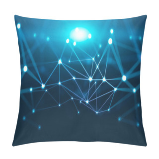 Personality  Abstract Blue Connection Dots Background Pillow Covers