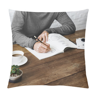 Personality  Man Drawing Sketch In Notebook Pillow Covers