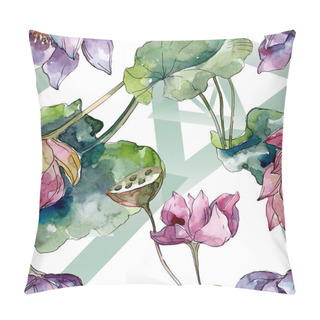 Personality  Lotus Floral Botanical Flowers. Wild Spring Leaf Wildflower. Watercolor Illustration Set. Watercolour Drawing Fashion Aquarelle. Seamless Background Pattern. Fabric Wallpaper Print Texture. Pillow Covers