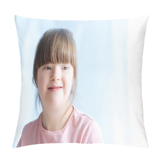 Personality  Portrait Of Cute Kid With Down Syndrome Pillow Covers