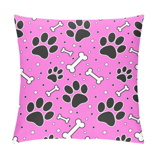 Personality  Seamless Cute Paw Pattern, Endless Background For Wallpaper, Cover, Card And Poster Designs, Textile And Fabric Prints. Vector Illustration Pillow Covers