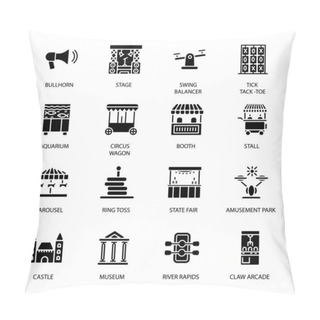 Personality  Tags Entertainment Industry And Amusement Glyph Icons - Solid - Vector Pillow Covers