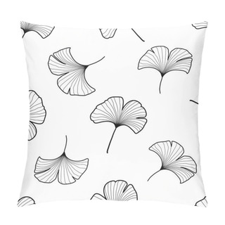 Personality  Black And White Graphic Ginkgo Leaves Seamless Pattern Pillow Covers