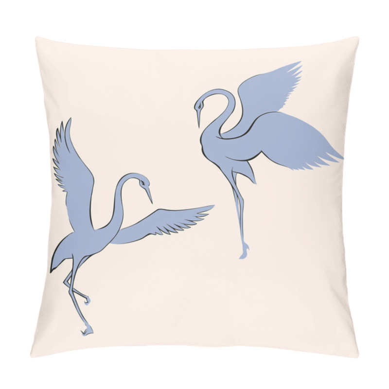 Personality  Vector image. Dancing crane pillow covers