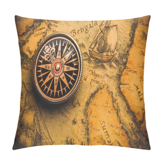 Personality  Brass Antique Compass  Pillow Covers