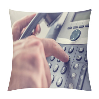 Personality  Man Dialling Out On A Landline Telephone Pillow Covers