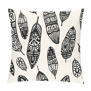Personality  Ethnic Feather. Seamless Background. Pillow Covers