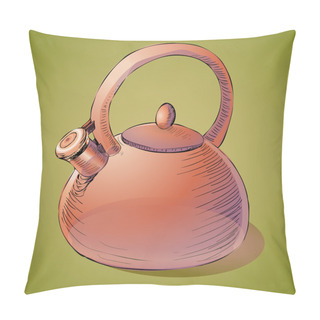 Personality  Brown Kettle. Vector Illustration. Pillow Covers