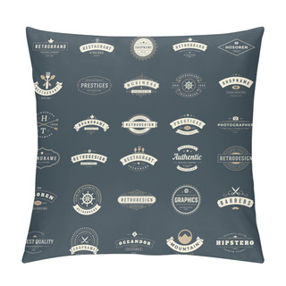 Personality  Retro Vintage Logotypes Or Insignias Set Pillow Covers