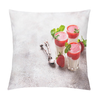 Personality  Delicious Dessert Panna Cotta With Strawberry Pillow Covers