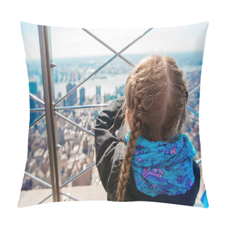 Personality  Little Girl Enjoy View To New York City From Empire State Building Pillow Covers