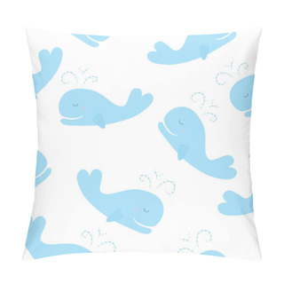 Personality  Cute Background With Cartoon Blue Whales. Baby Shower Design. Seamless Pattern Can Be Used For Wallpapers, Pattern Fills, Surface Textures Pillow Covers