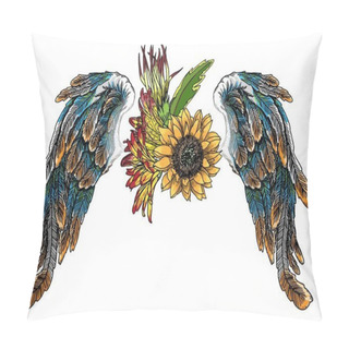Personality  Beautiful Illustration With Lily, Roses And Chamomiles Flowers  Pillow Covers