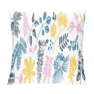 Personality  Vector Set Of Spring Trees In Flowers Illustrations In Color. Ha Pillow Covers