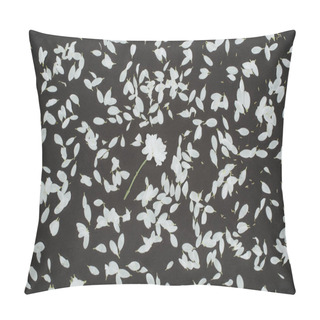 Personality  Top View Of Petals Heap With Daisy Flower Over Black Background Pillow Covers