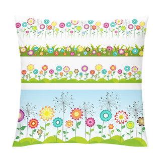 Personality  Grass And Flowers Set. Floral Seamless Patterns. Pillow Covers