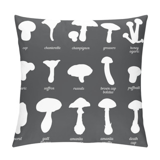 Personality  Vector Set Of White Mushrooms Silhouettes Pillow Covers
