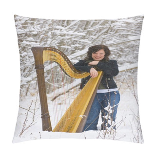 Personality  Harpist In The Snow Pillow Covers