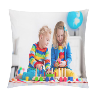 Personality  Kids Playing With Wooden Toy Train Pillow Covers