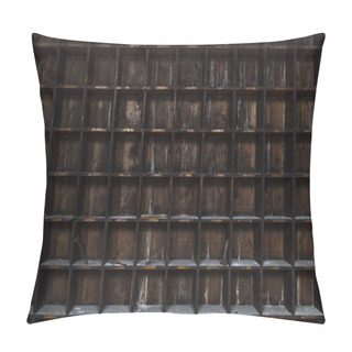 Personality  Old, Distressed, Dark Wood Storage Shelves With Random Tools Pillow Covers