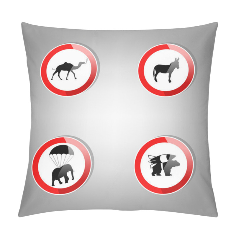 Personality  Animal Warning Signs - Vector Illustration Pillow Covers