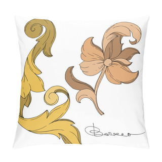 Personality  Vector Golden Monogram Floral Ornament. Isolated Ornament Illustration Element. Black And White Engraved Ink Art. Pillow Covers