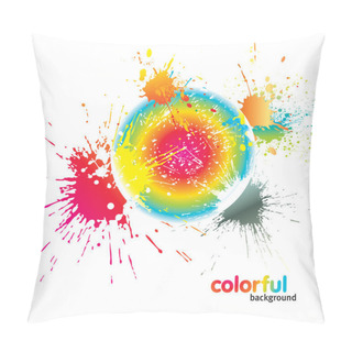 Personality  Colorful Circle With Spots And Sprays On A White Background. Vec Pillow Covers